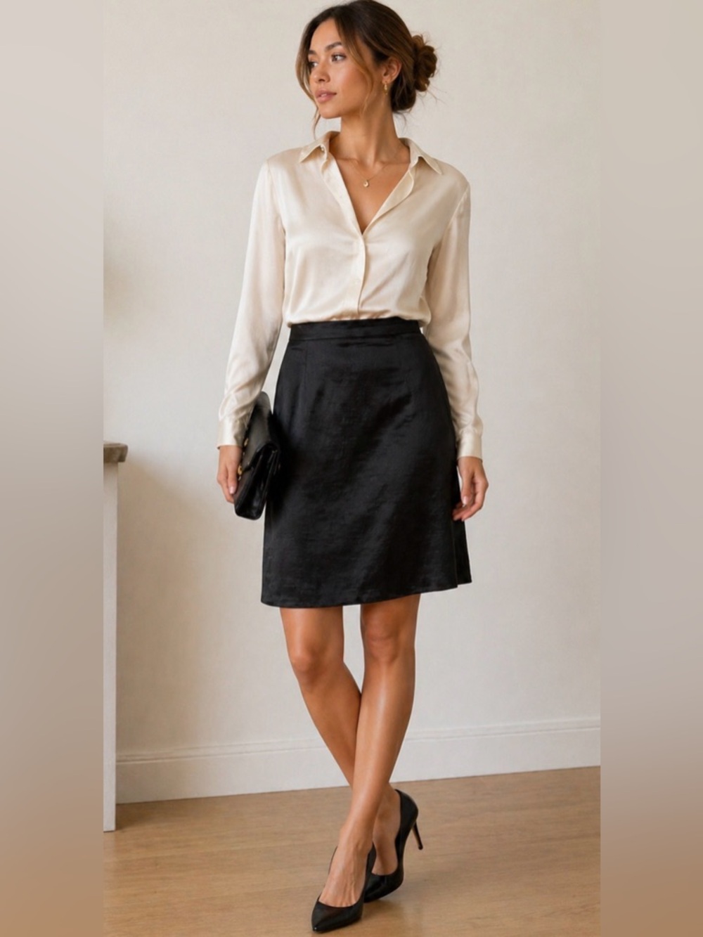 Classic Black Silk Skirt